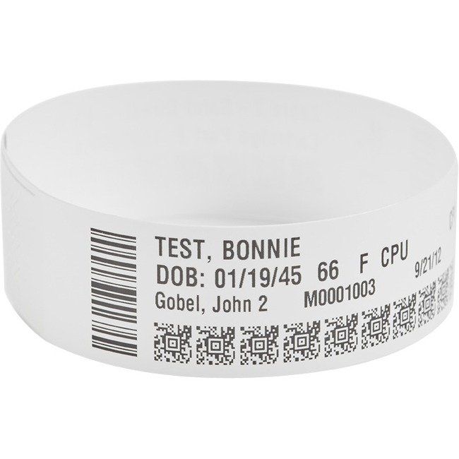 Zebra Z-Band Comfort Wristband Cartridge Kit (White) — 1″ × 7″