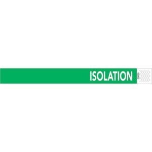 Zebra GREEN - ISOLATION TYVEK ALERT WRISTBAND, 1" X 10", 1000