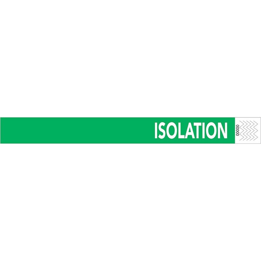 Zebra GREEN – ISOLATION TYVEK ALERT WRISTBAND, 1″ X 10″, 1000